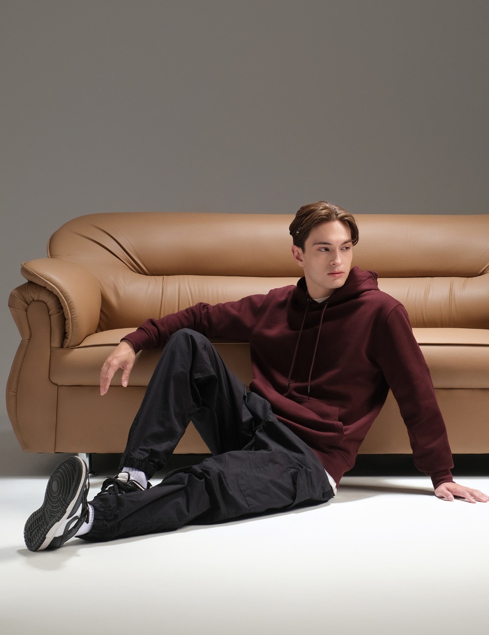 Solid Basic Pullover Hoodie Maroon