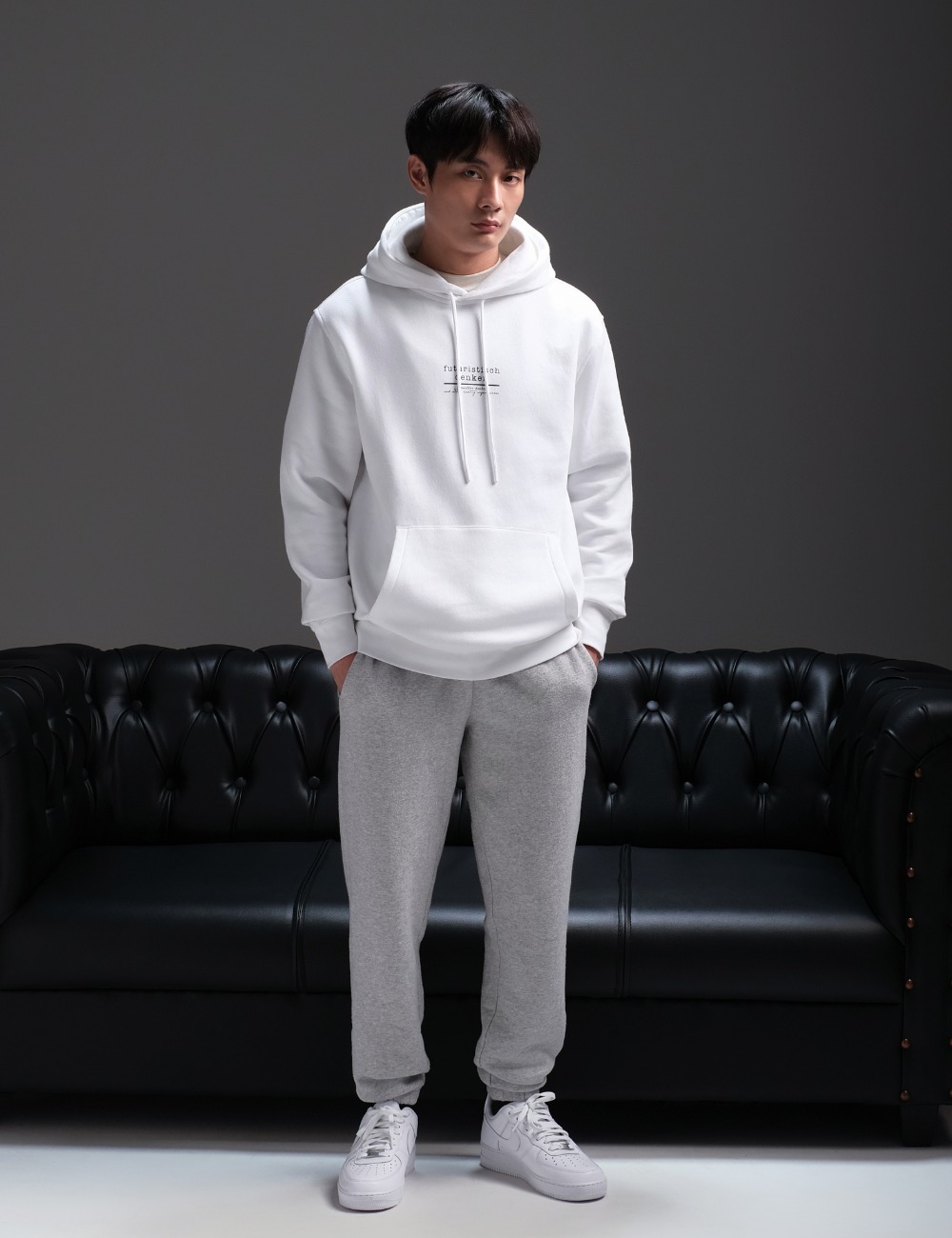 Futuristisch Pullover Hoodie White 