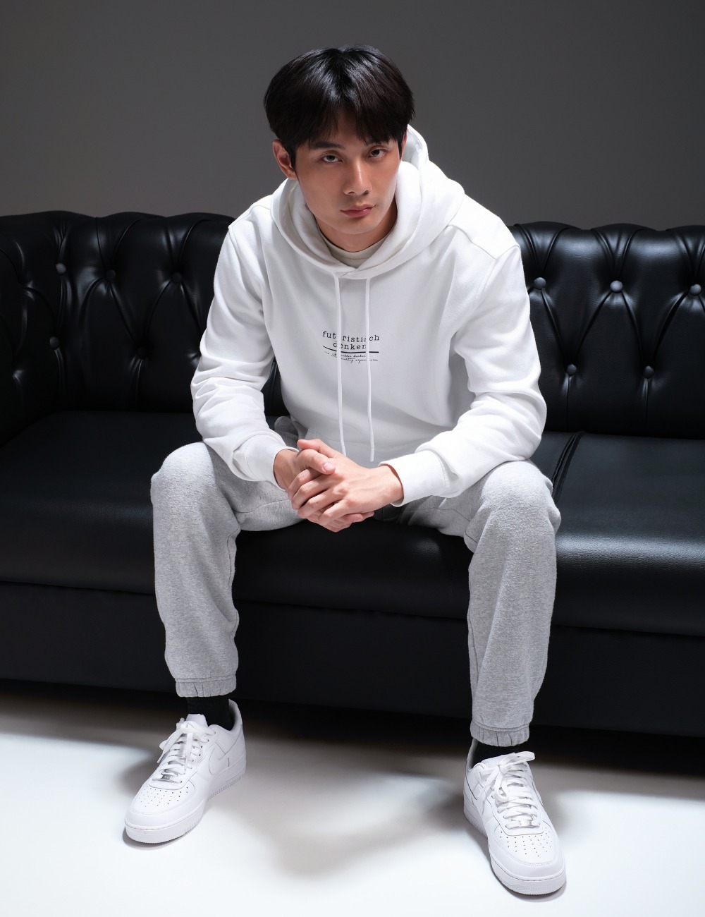 Futuristisch Pullover Hoodie White 