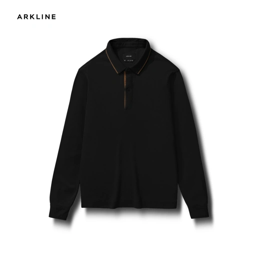 Image of Arkline Gentle Polo LS Shirt Obsidian Black