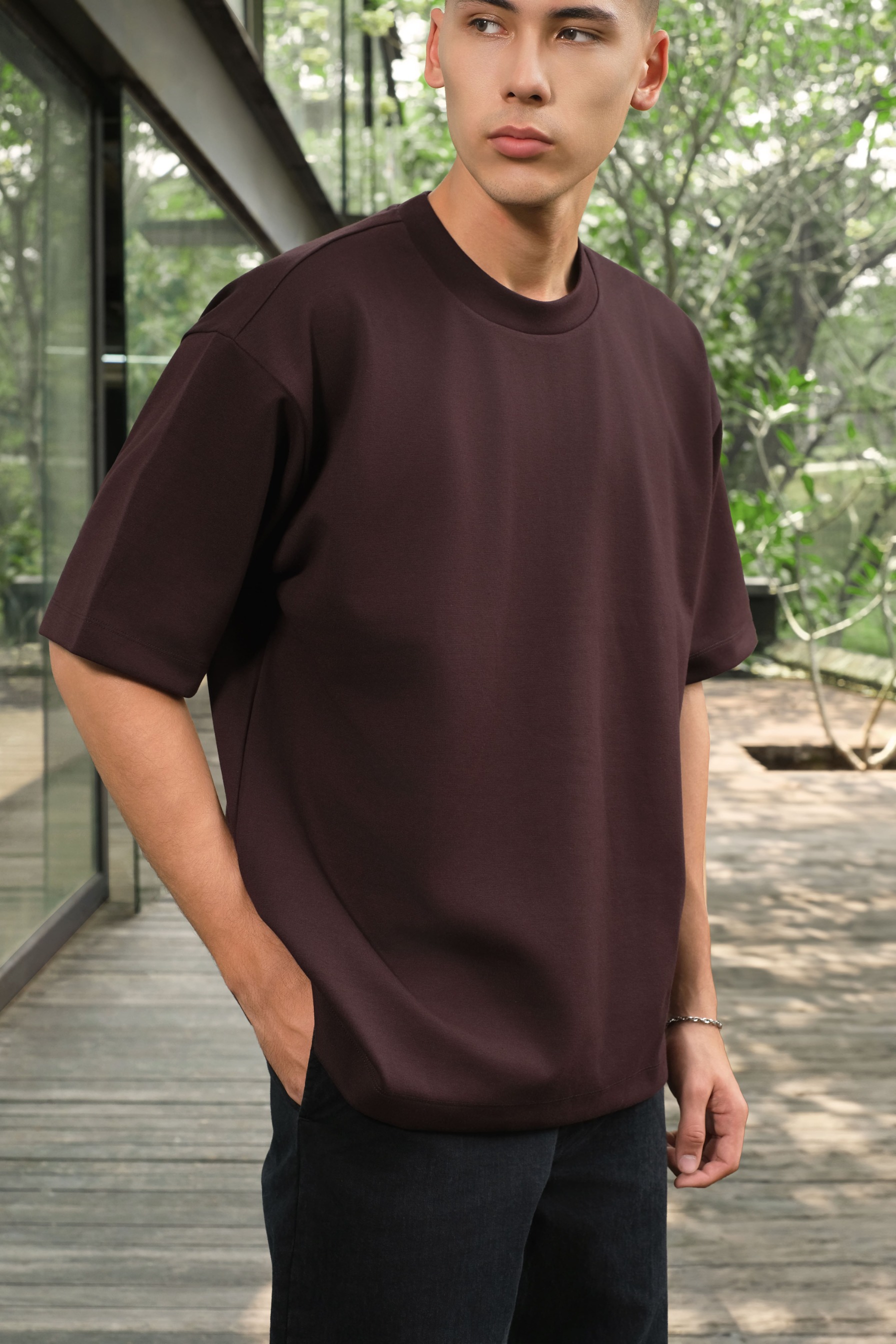 Arkline Structure Boxy Tee Wine
