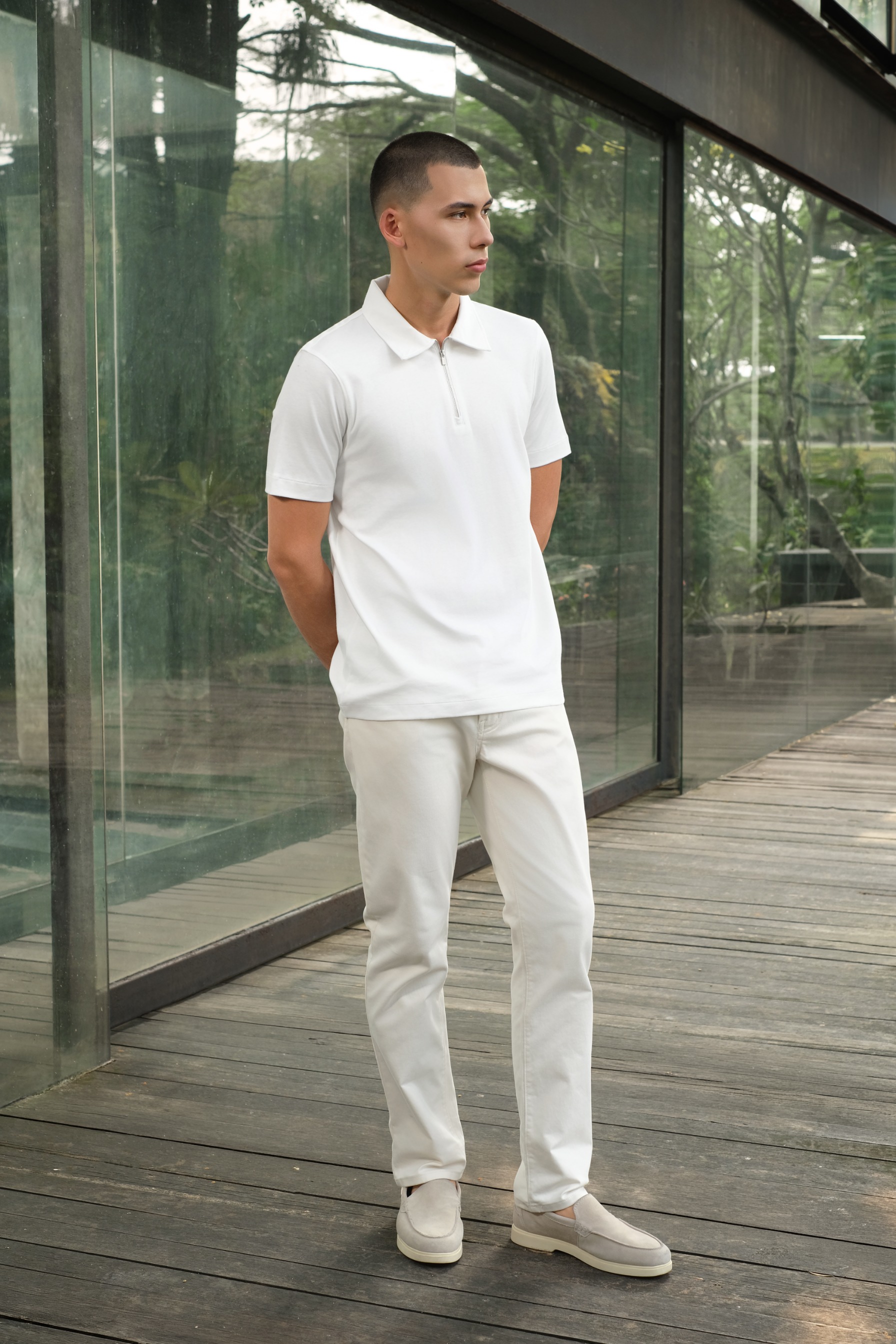 Arkline Cerniera Polo SS Shirt Off White
