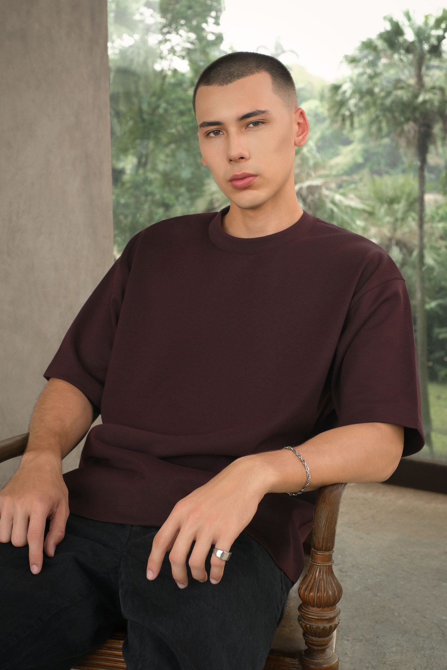 Arkline Structure Boxy Tee Wine
