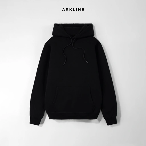 Image of Arkline Solid Basic Pullover Hoodie Black