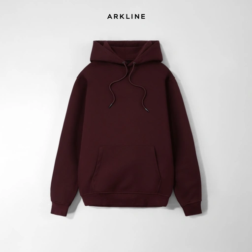 Image of Solid Basic Pullover Hoodie Maroon