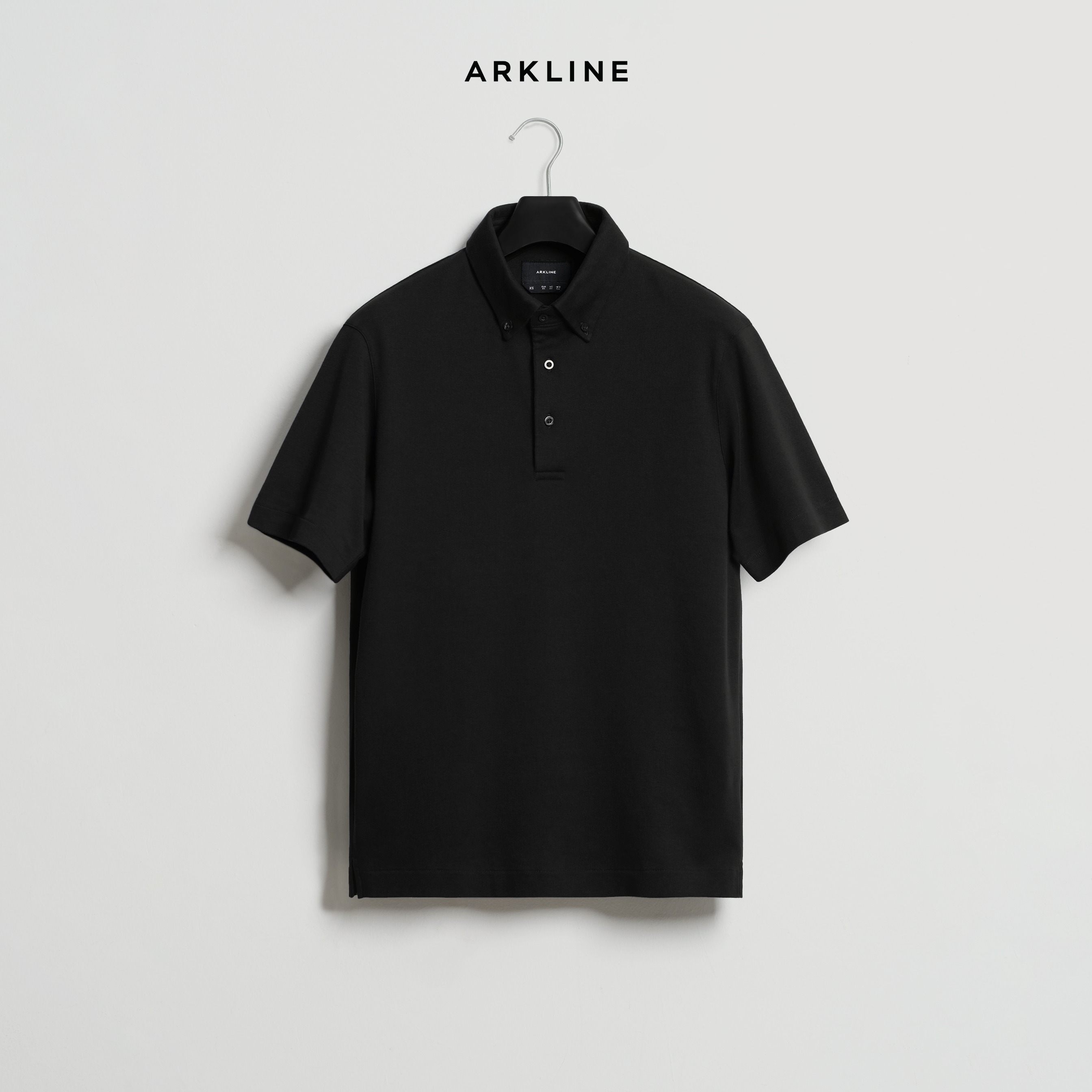 Arkline Humane Button Down Collar Polo Shirt Obsidian Black