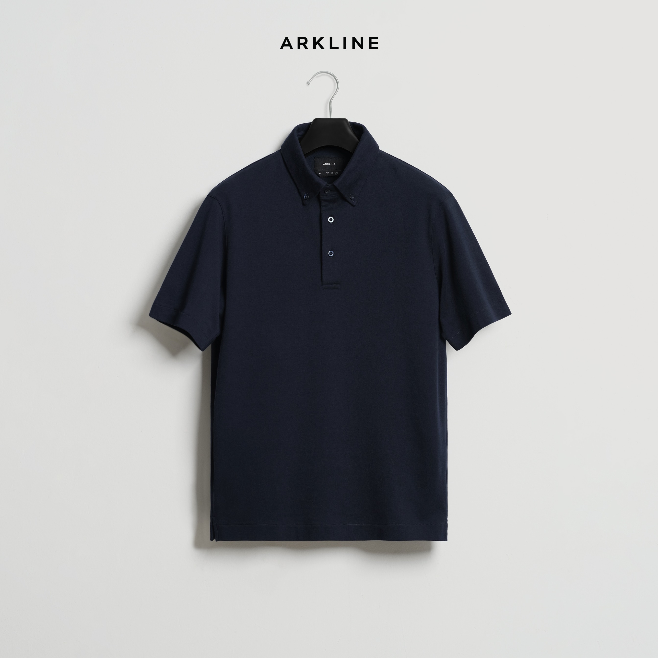 Arkline Humane Button Down Collar Polo Shirt Midnight Navy