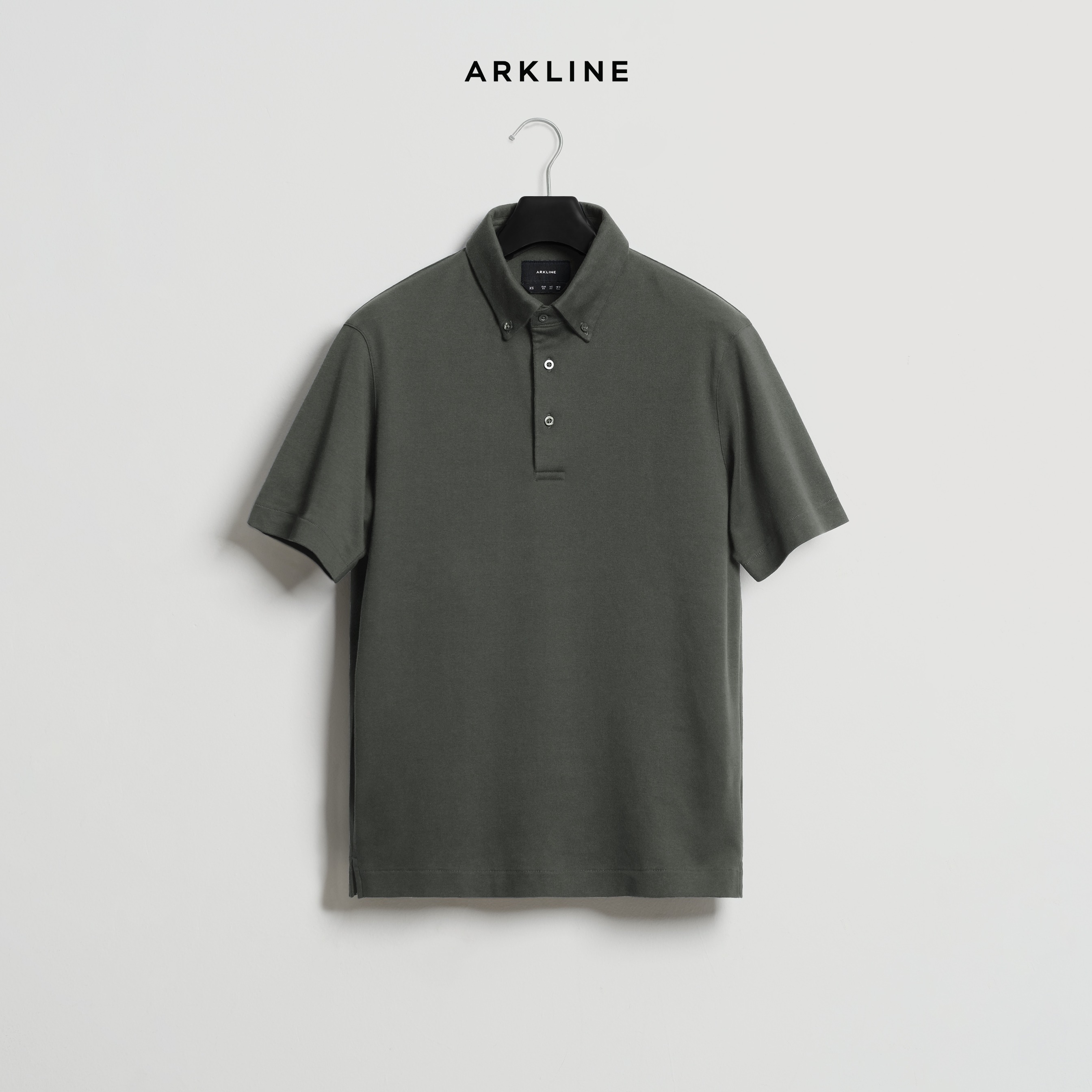 Arkline Humane Button Down Collar Polo Shirt Sage Green