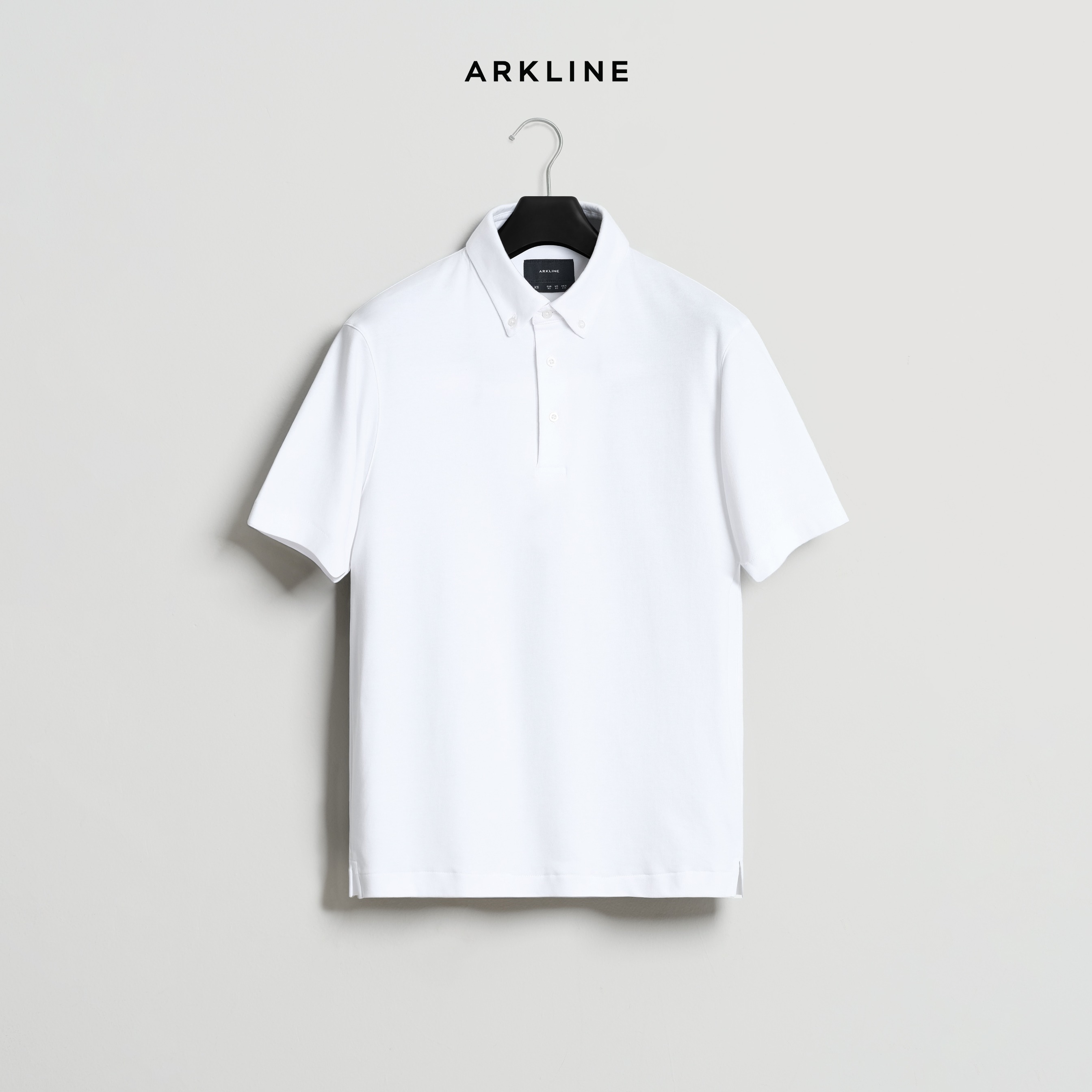 Arkline Humane Button Down Collar Polo Shirt White