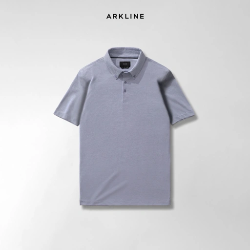Image of Arkline Hybrid Button Down Collar Polo Shirt Blue Horizon