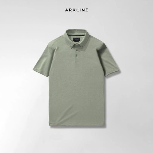 Image of Arkline Hybrid Button Down Collar Polo Shirt Palm Green