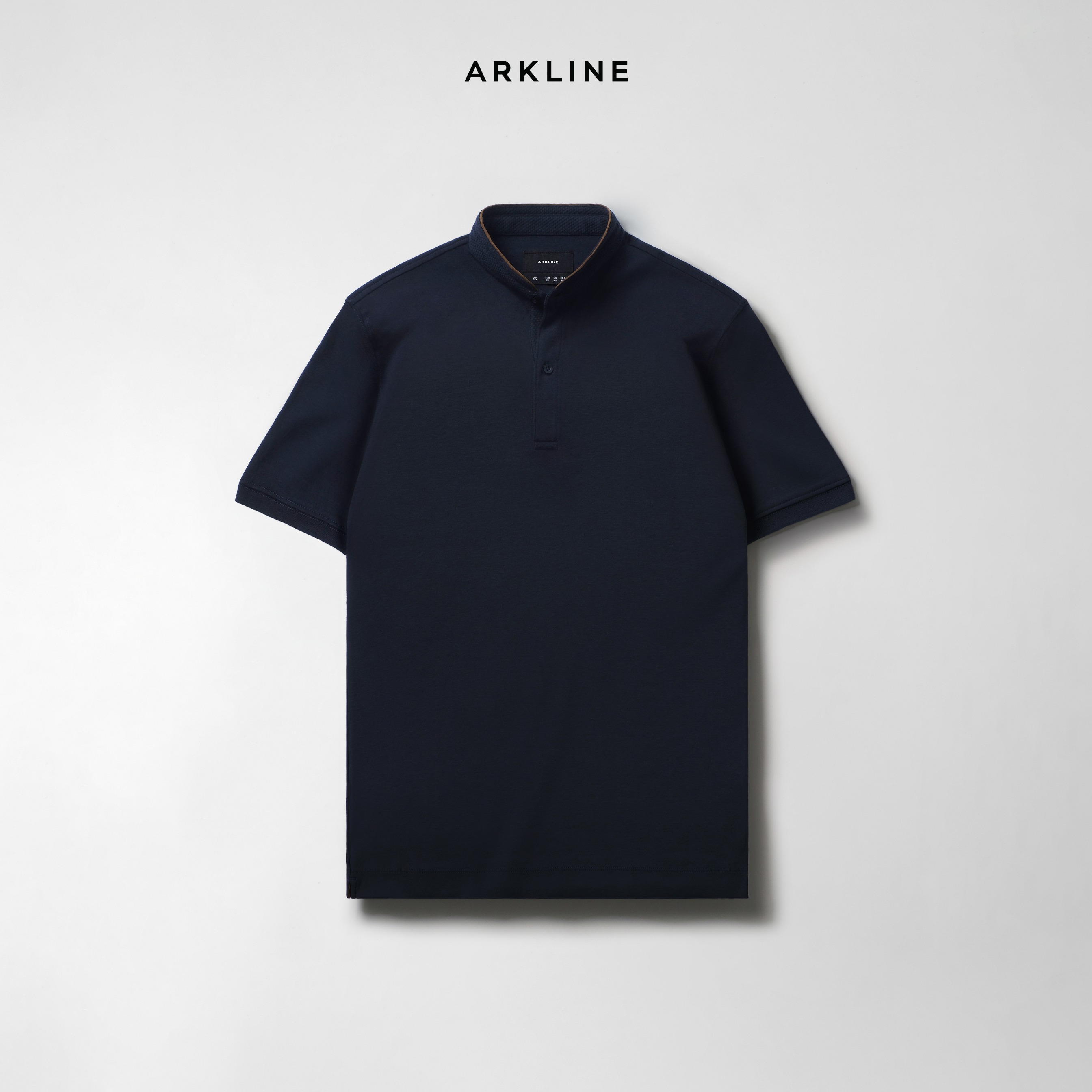 Arkline Tender Stand Collar Polo Shirt Deep Navy - arkline