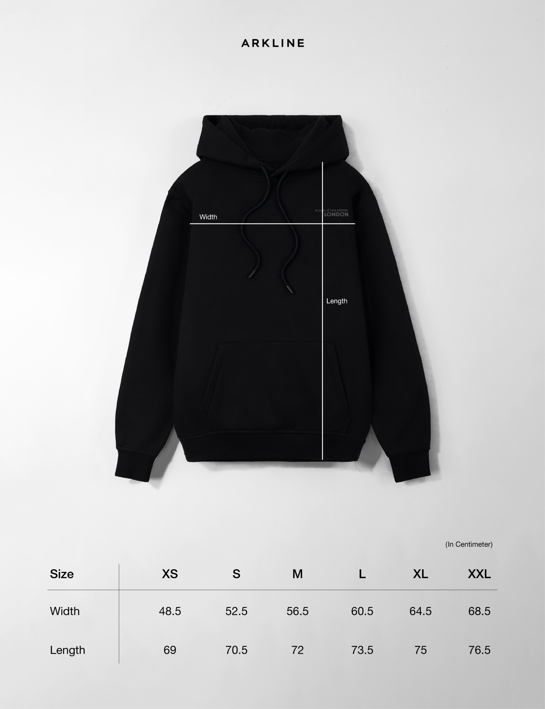 Arkline London Pullover Hoodie Obsidian Black