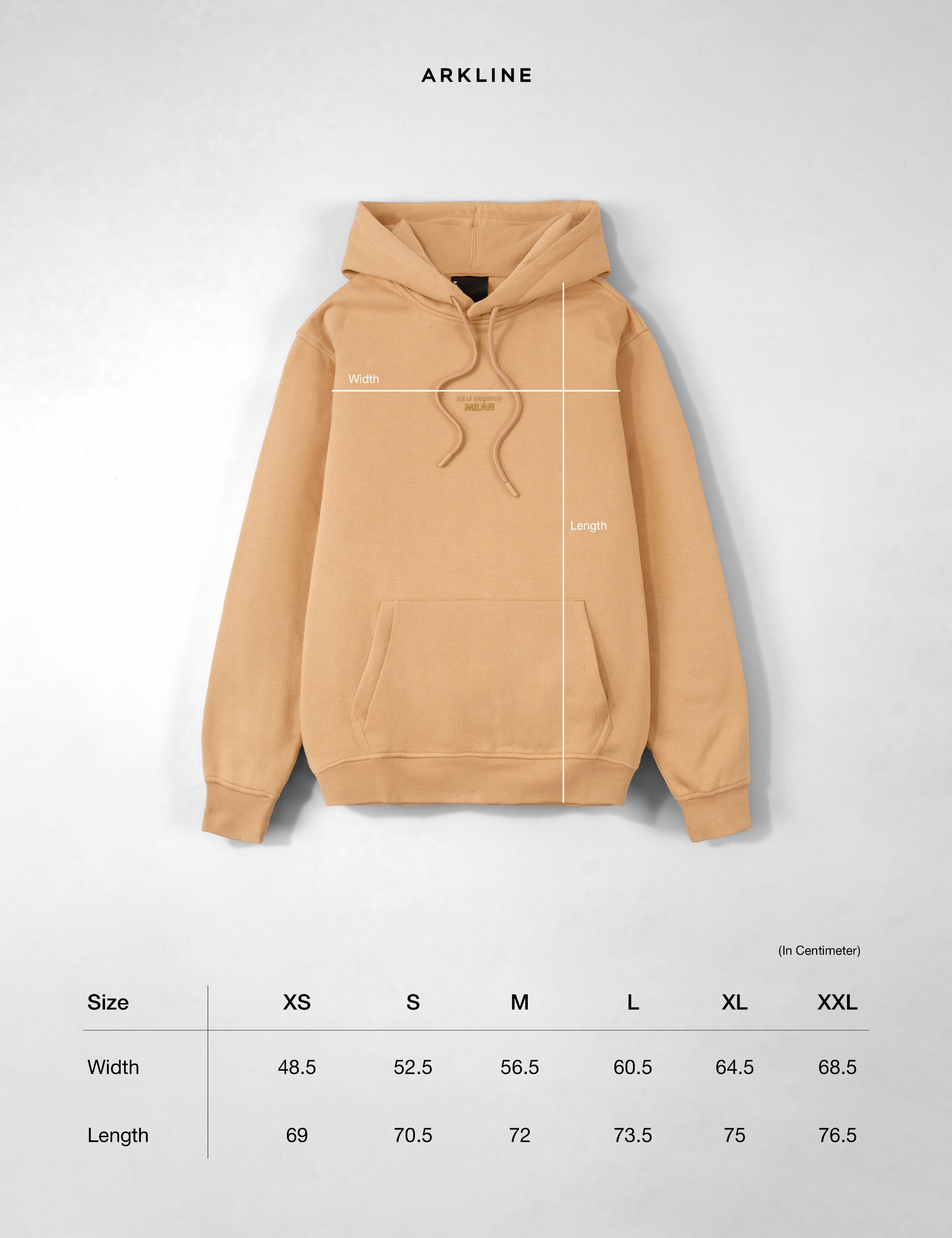 Arkline Milan Pullover Hoodie Beige