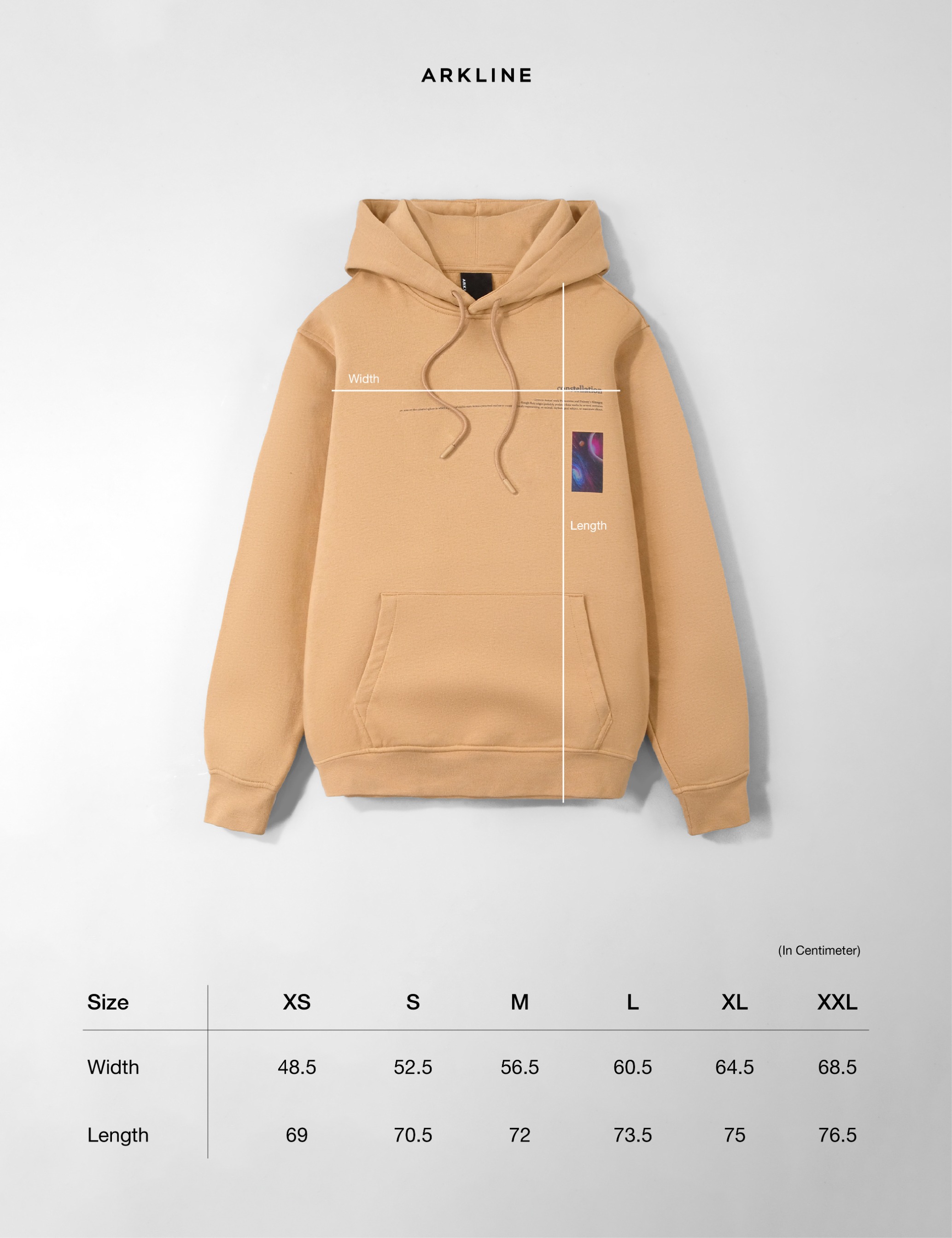 Arkline Constellation Pullover Hoodie Beige