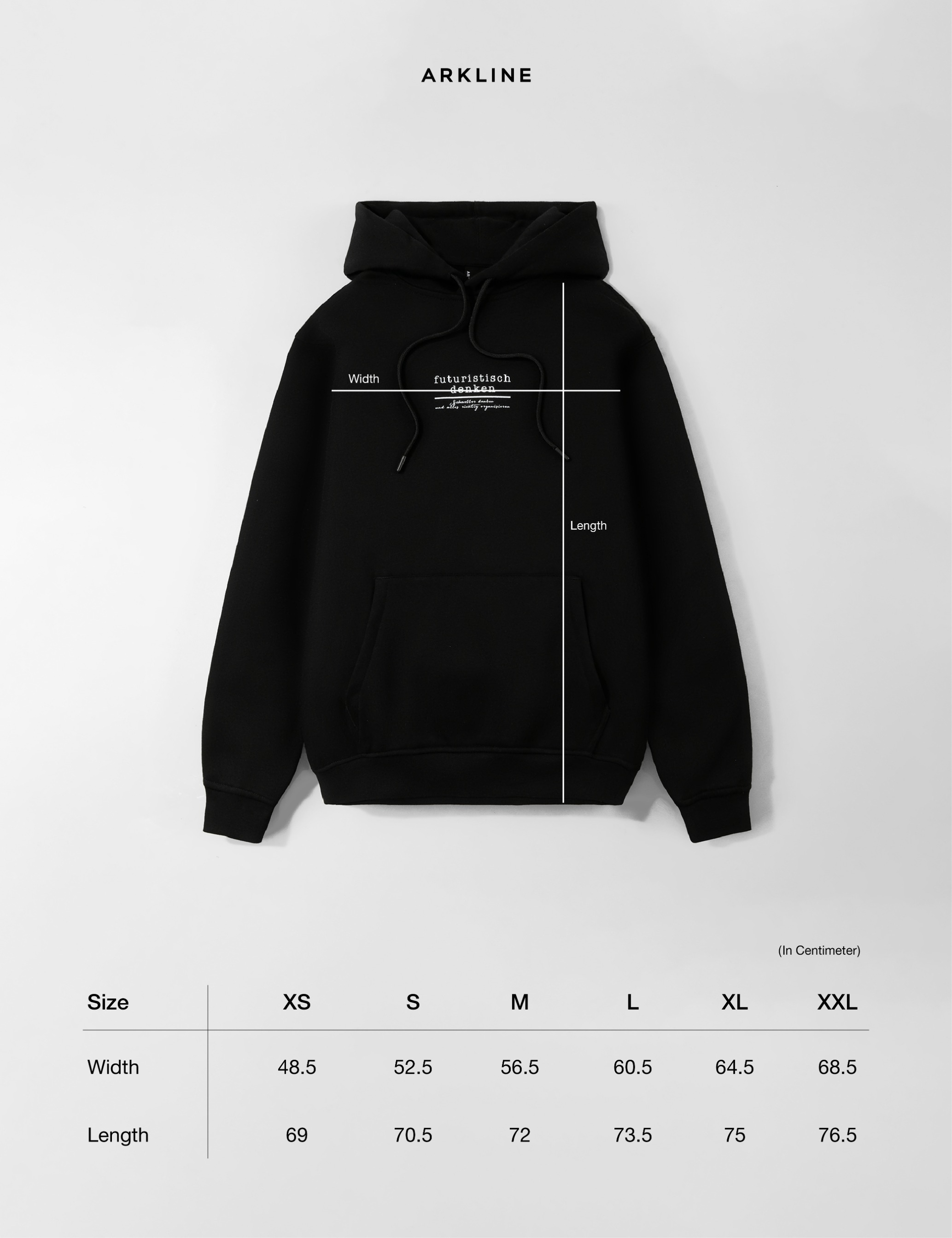 Futuristisch Pullover Hoodie Obsidian Black