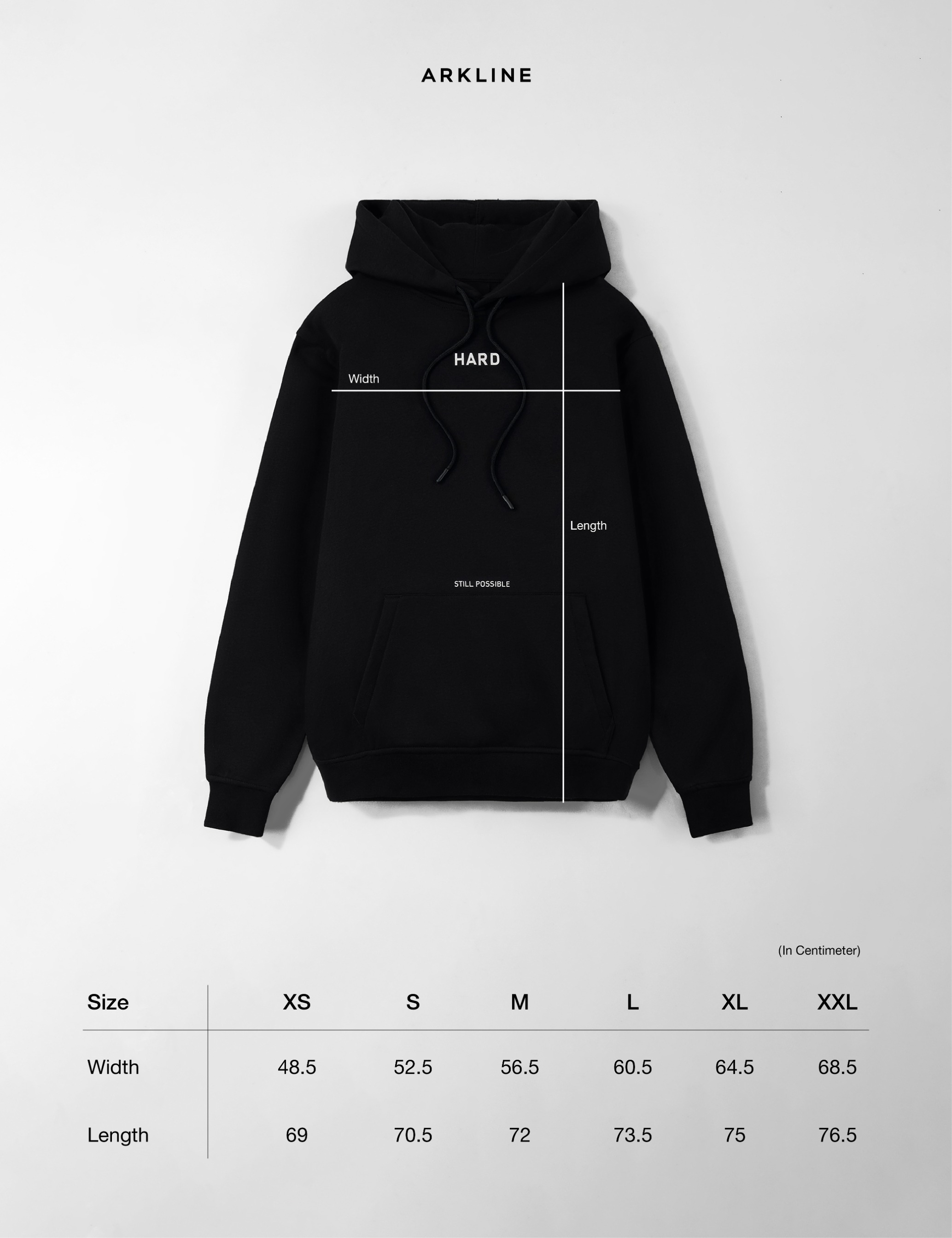 Arkline Hard Pullover Hoodie Obsidian Black