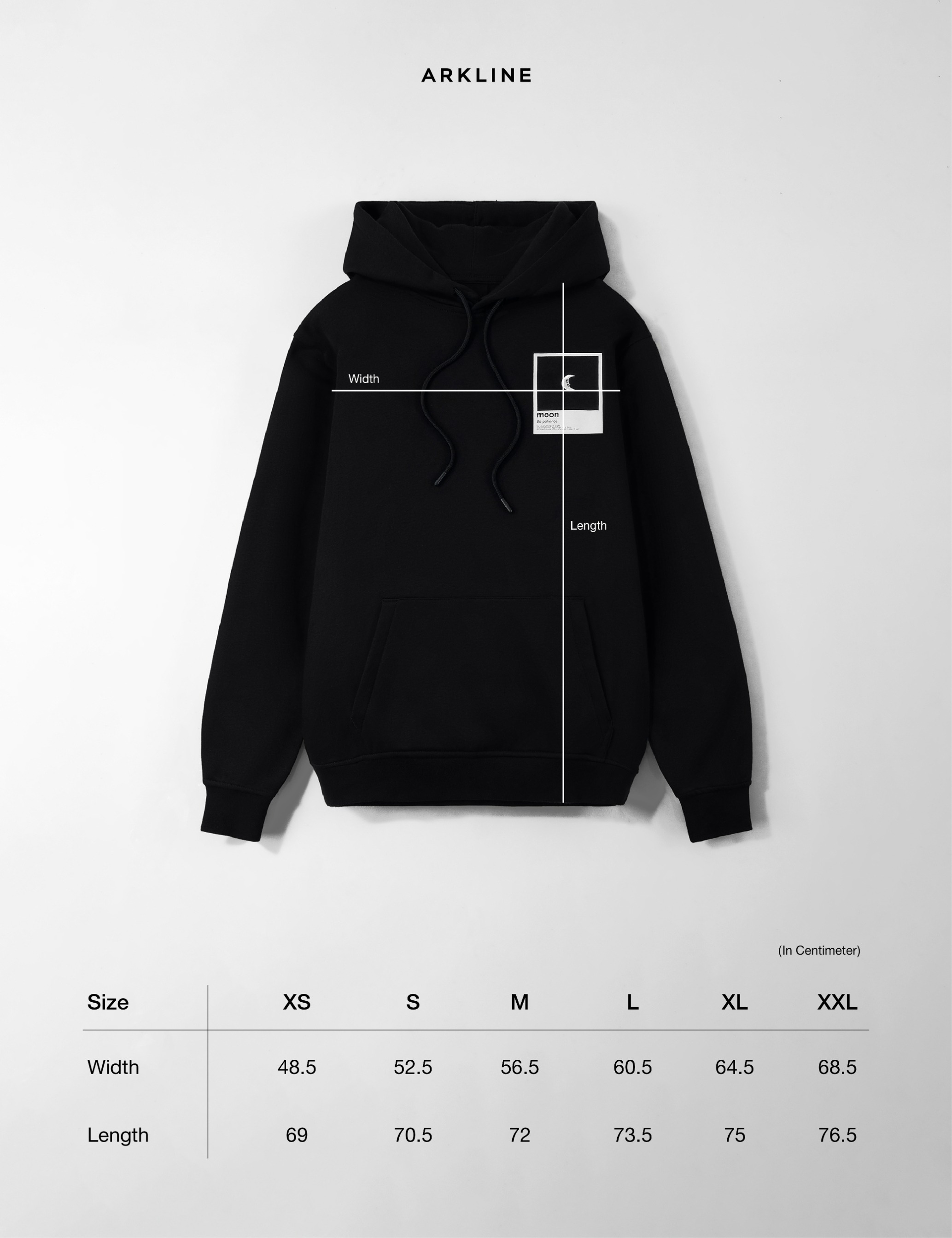 Arkline Moon Pullover Hoodie Obsidian Black