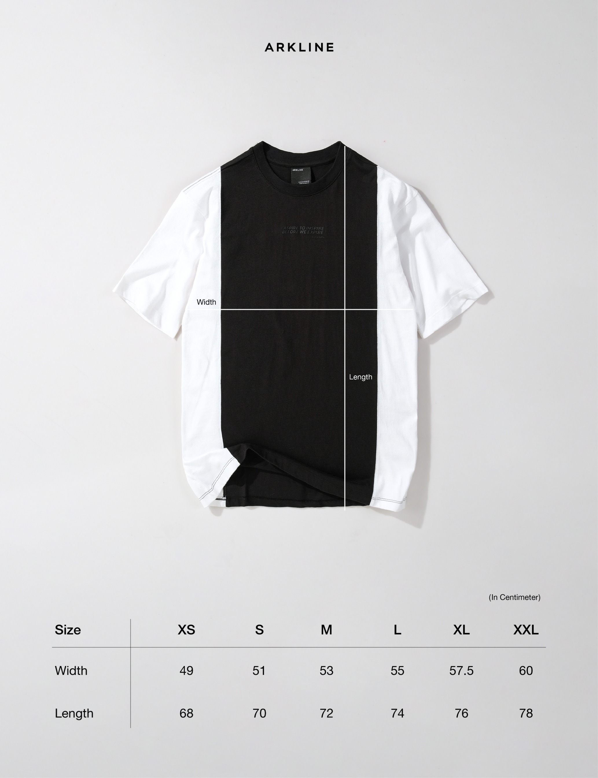 Colorblocked "ASPIRE" Obsidian Black - White T-shirt