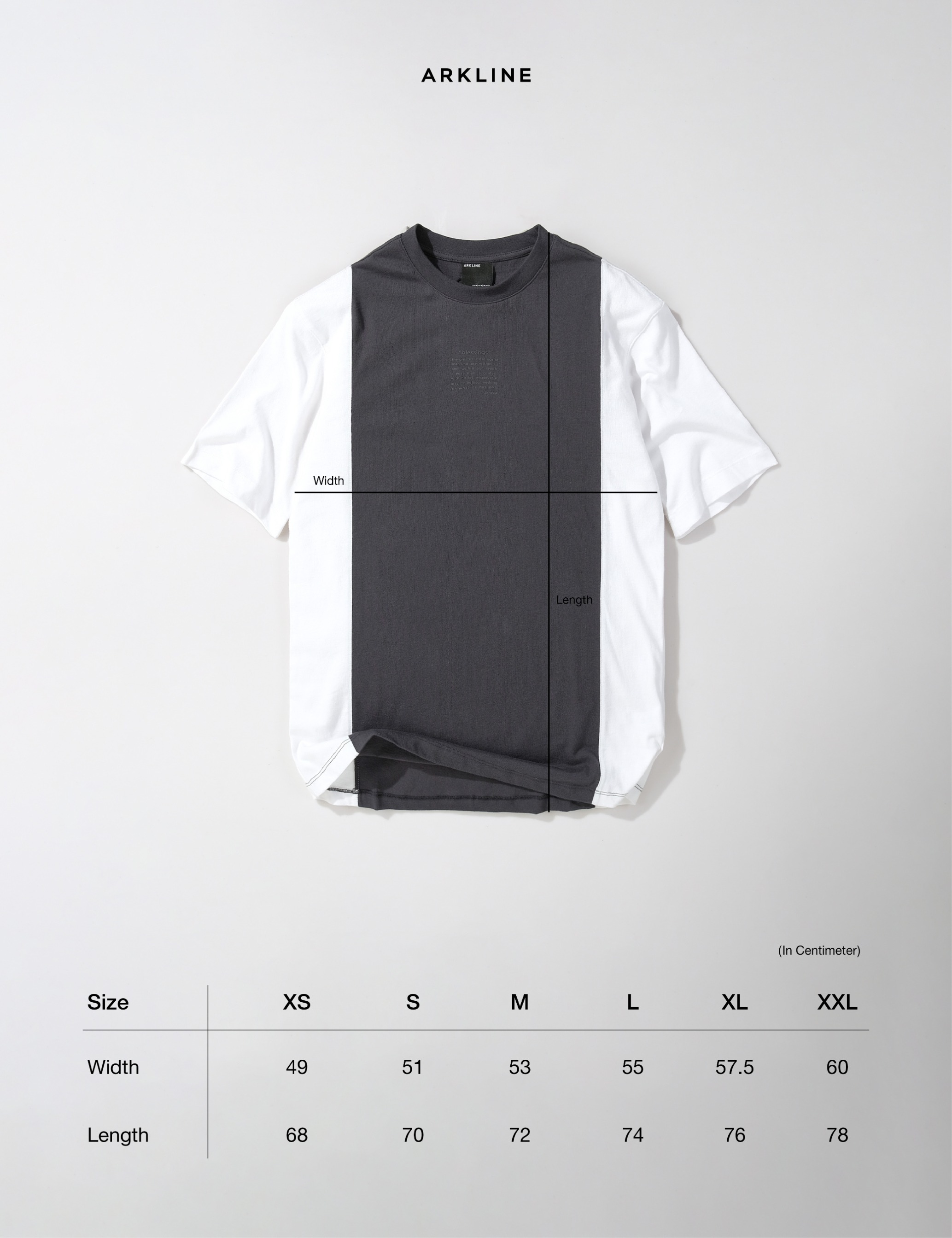 Colorblocked "BLESSINGS" Shadow Grey - White T-shirt
