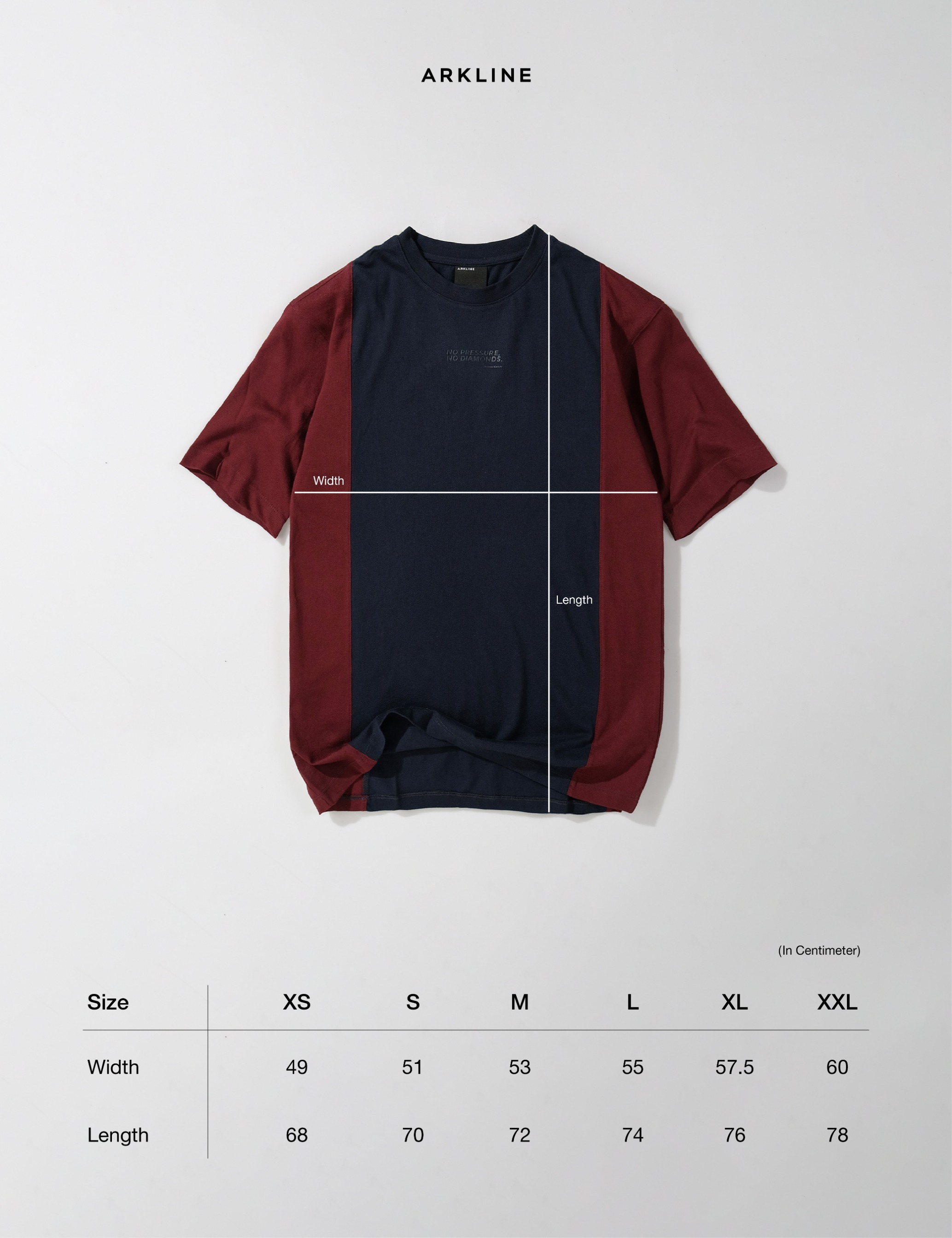 Colorblocked "DIAMONDS" Maroon - Navy T-shirt