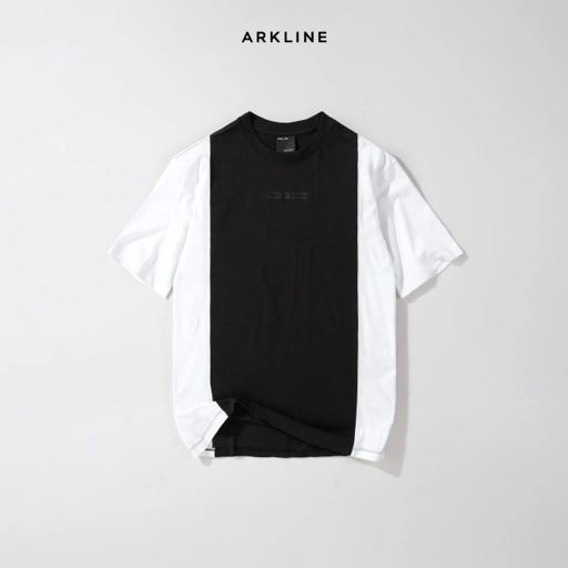 Image of Colorblocked "ASPIRE" Obsidian Black - White T-shirt