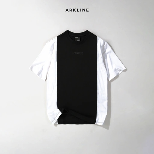 Image of Colorblocked "ASPIRE" Obsidian Black - White T-shirt