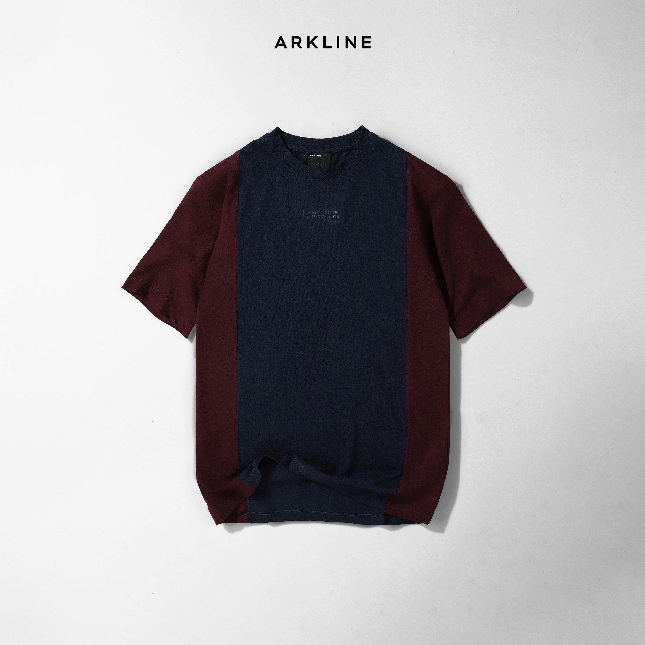 Colorblocked "DIAMONDS" Maroon - Navy T-shirt