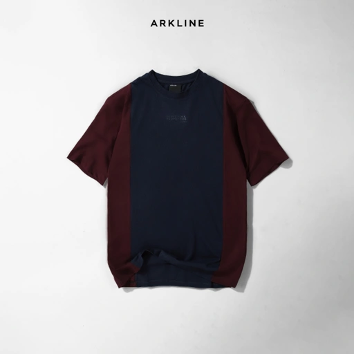 Image of Colorblocked "DIAMONDS" Maroon - Navy T-shirt