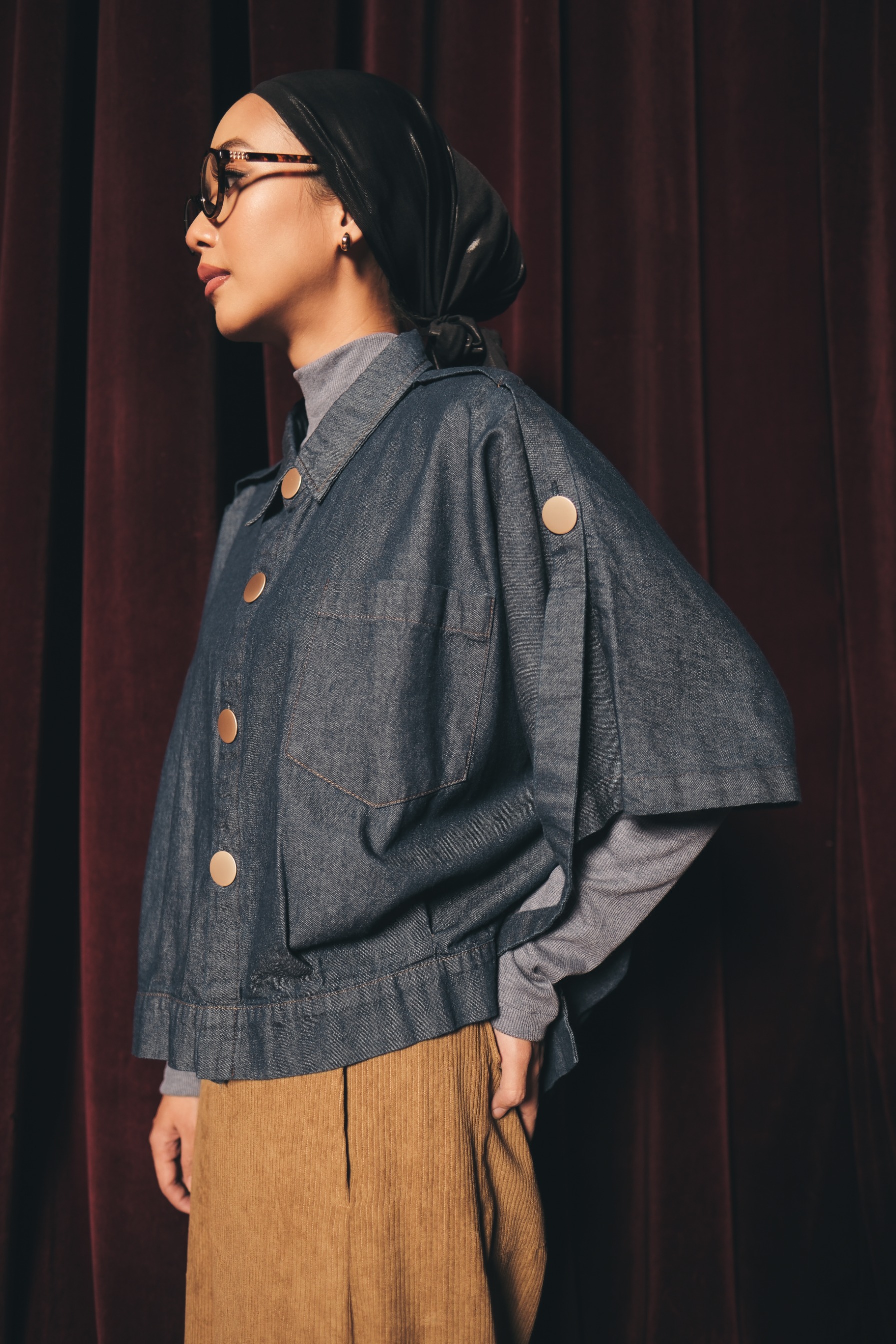 Veryl Crop Denim Top Navy