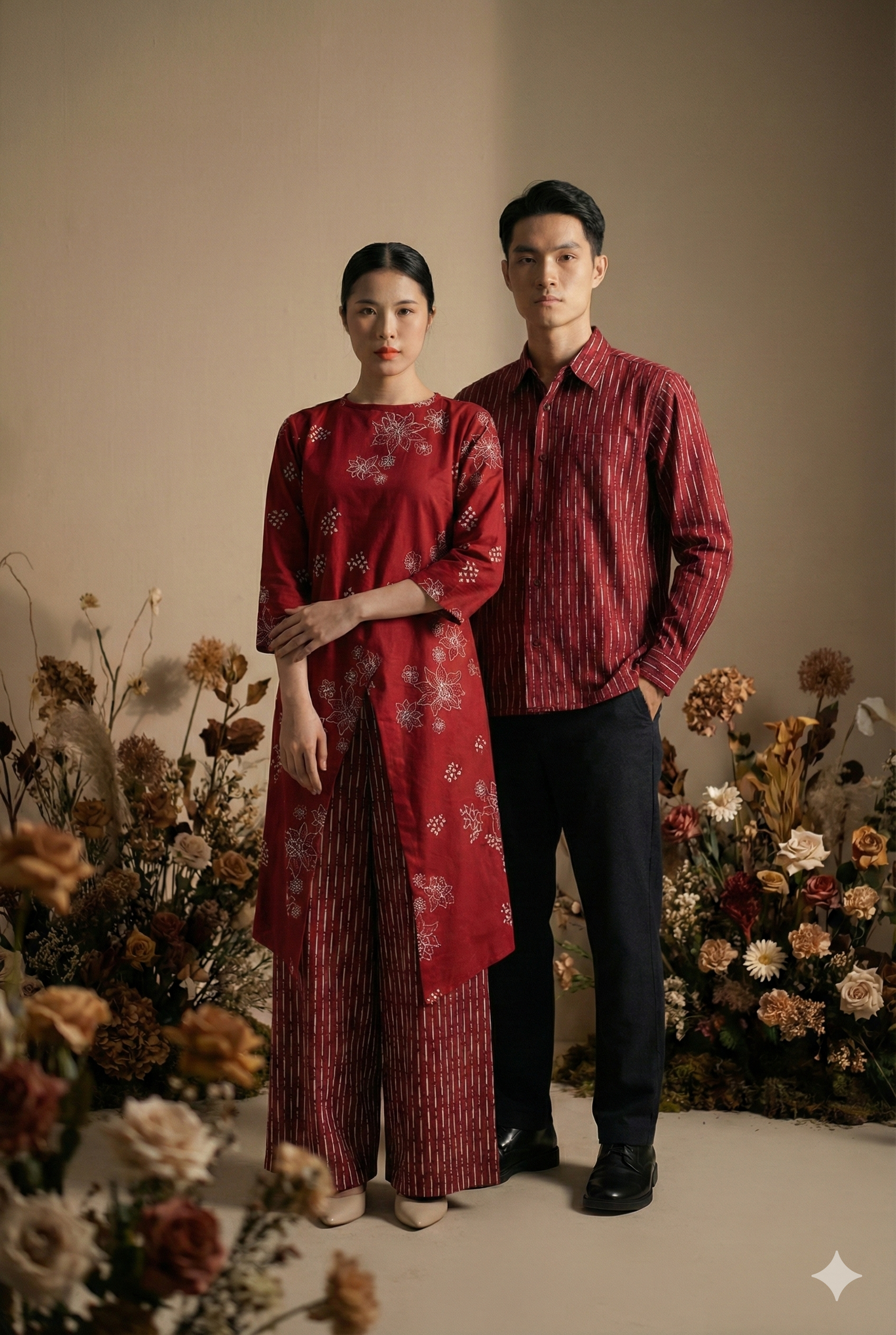 Raya Set Couple 04 ( Red Maroon )