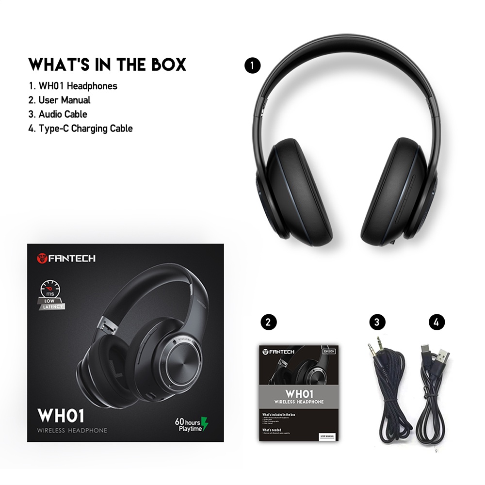 Fantech WH01 Headphone Bluetooth Headset Wireless Low Latency