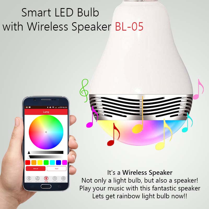 Smart Bulb Lampu Speaker Control App Wireless - Bluetooth
