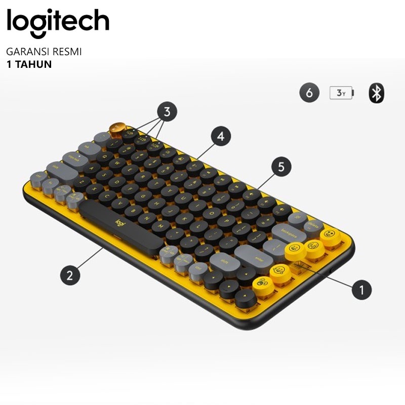 Logitech POP Keys Keyboard Wireless Mechanical Compact Emoji Keys
