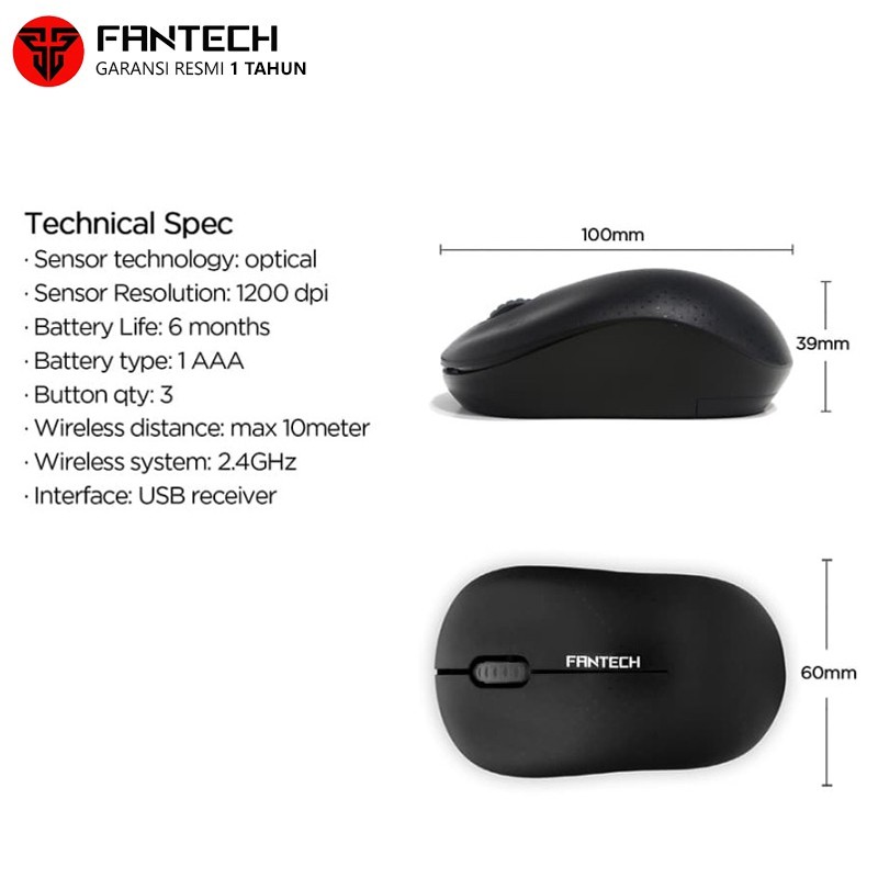 FANTECH MOUSE WIRELESS OFFICE MOUSE W188