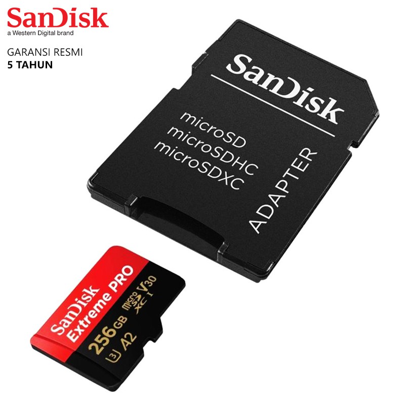 Micro SD Sandisk Extreme Pro A2 Class 10 170 Mbps - 256GB