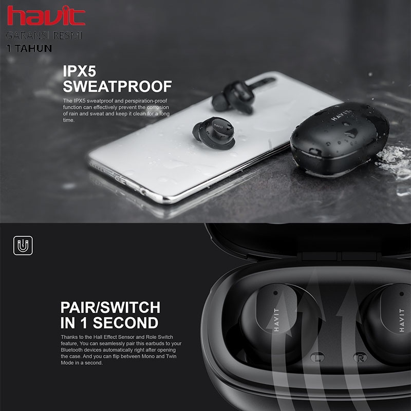 Havit TW955 TWS True Wireless Stereo Bluetooth Earbuds Earphone