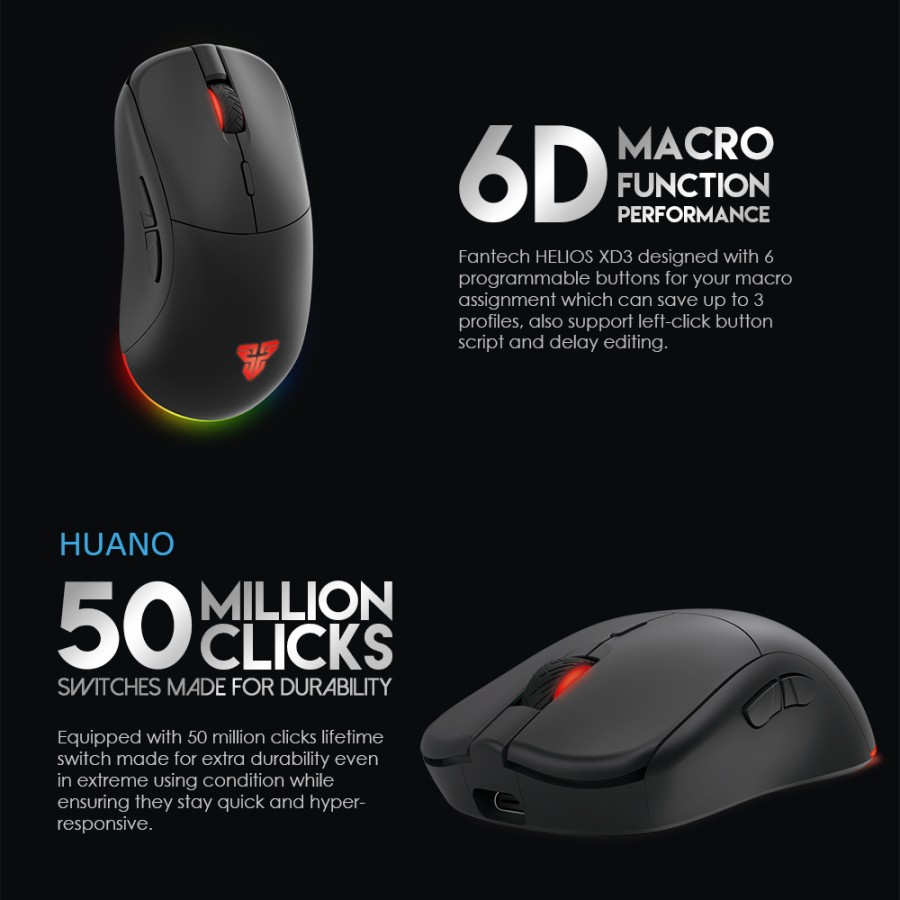 Fantech Helios XD3 Mouse Gaming Pro Wireless RGB