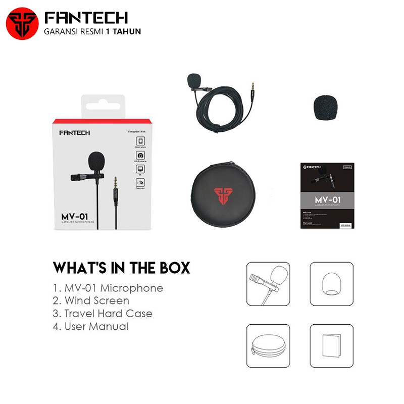 Fantech Lavalier MV01 Mic Clip On Microphone