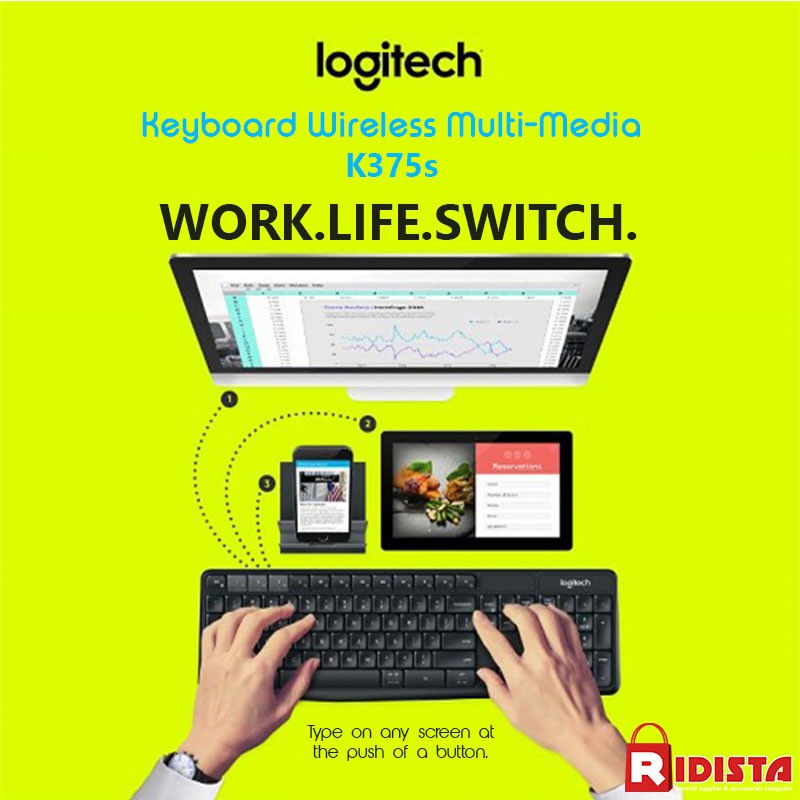 Logitech K375s Keyboard Wireless Bluetooth Multi Device