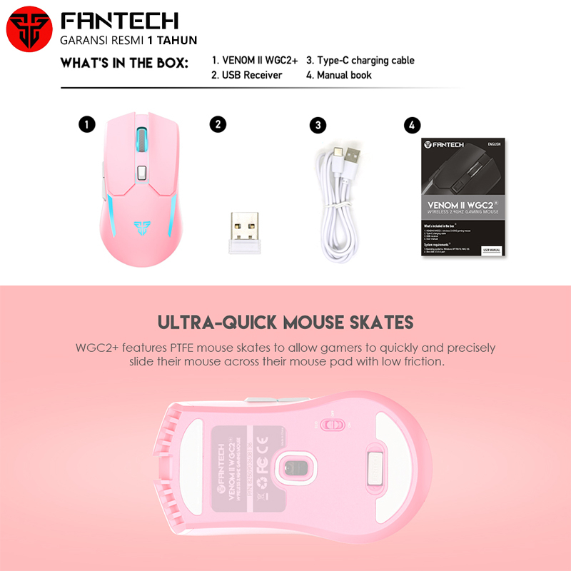 Fantech Venom II WGC2 Mouse Gaming Wireless Rechargeable