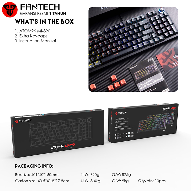 Fantech ATOM96 MK890 RGB Keyboard Gaming Mechanical Full Size