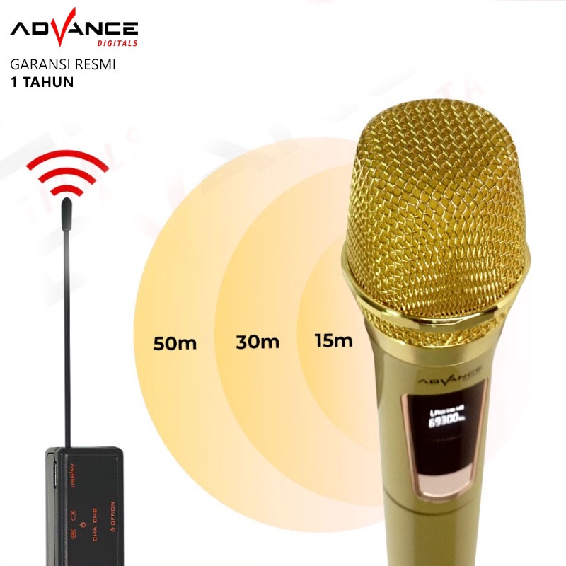Advance MIC103 Microphone Wireless Profesional Mic Rechargeable
