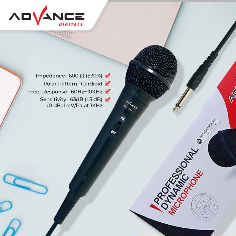 Advance MIC884 Mic Karaoke Profesional Dynamic Microphone Kabel