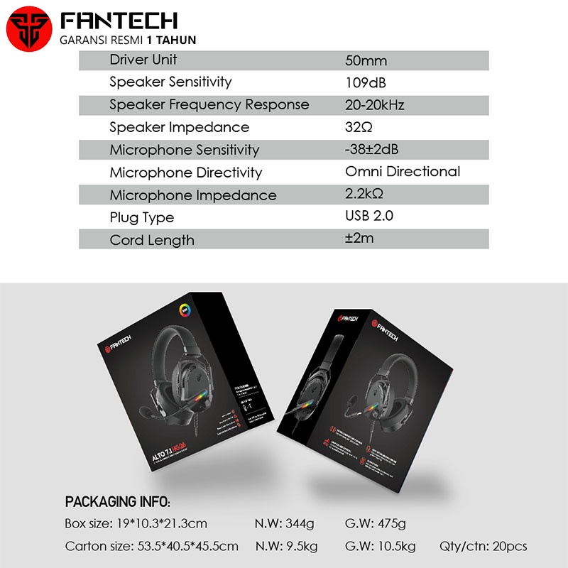 Fantech ALTO 7.1 HG26 RGB Headset Gaming