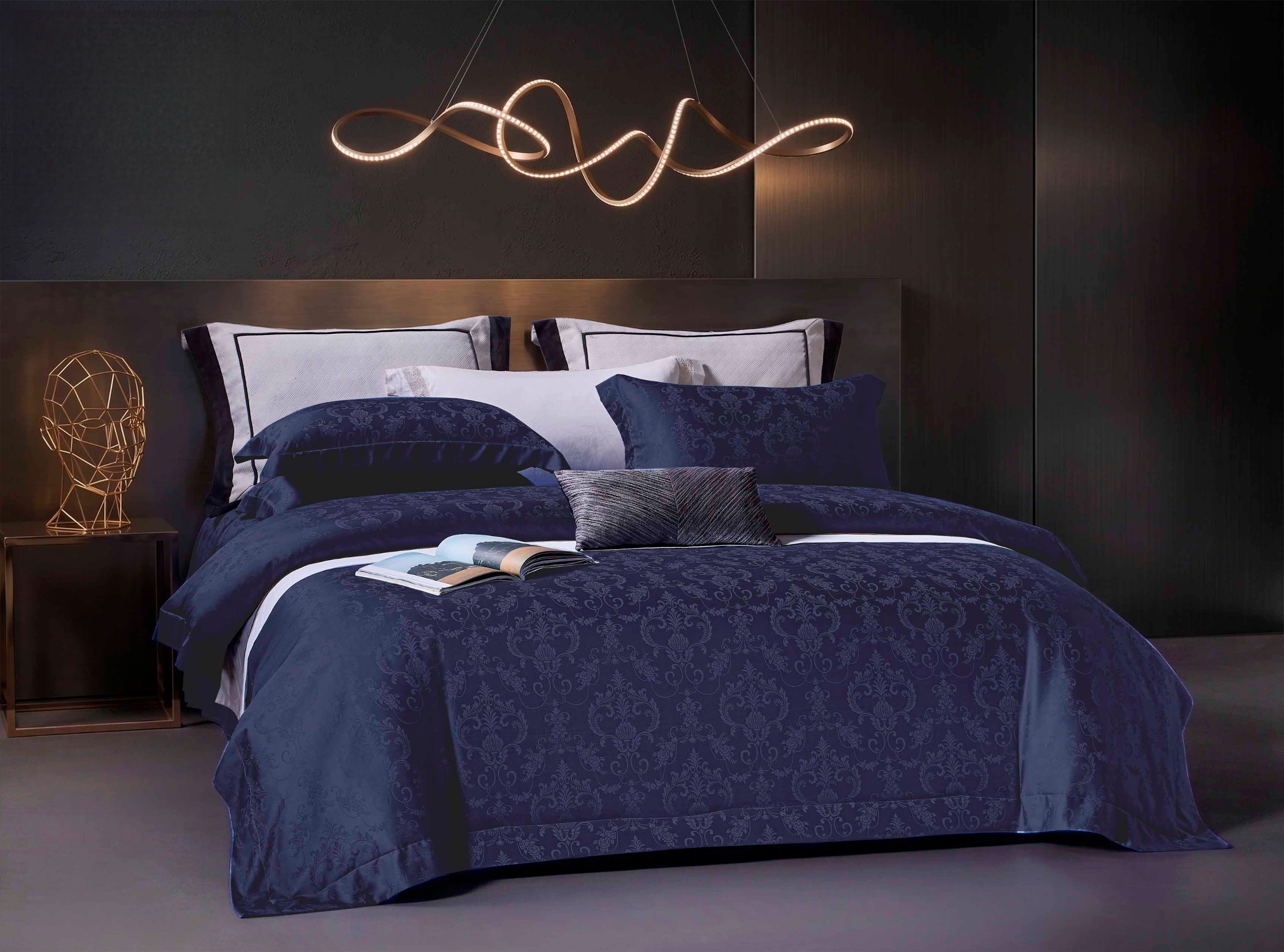 MONACO Navy Blue - Davinci Series Cellulose Fiber Tencel Jacquard