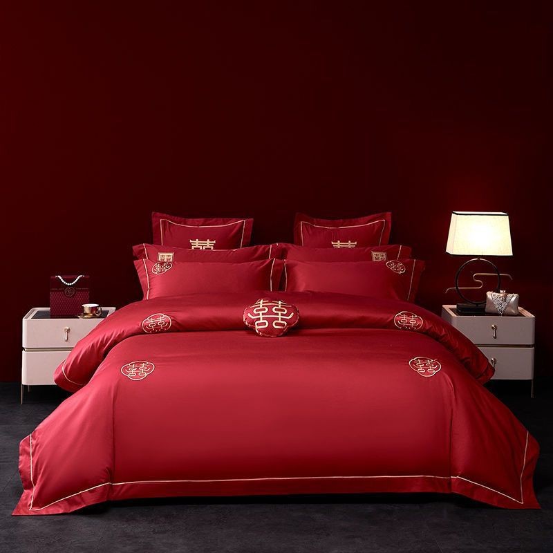 GOLDEN HARMONY RED SHUANG XI - XI JIN Signature Design Cellulose Fiber Tencel REGALINEN