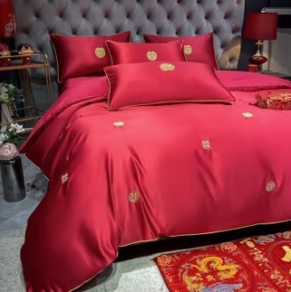 GOLDEN HARMONY RED SHUANG XI - XI JIN Signature Design Cellulose Fiber Tencel REGALINEN