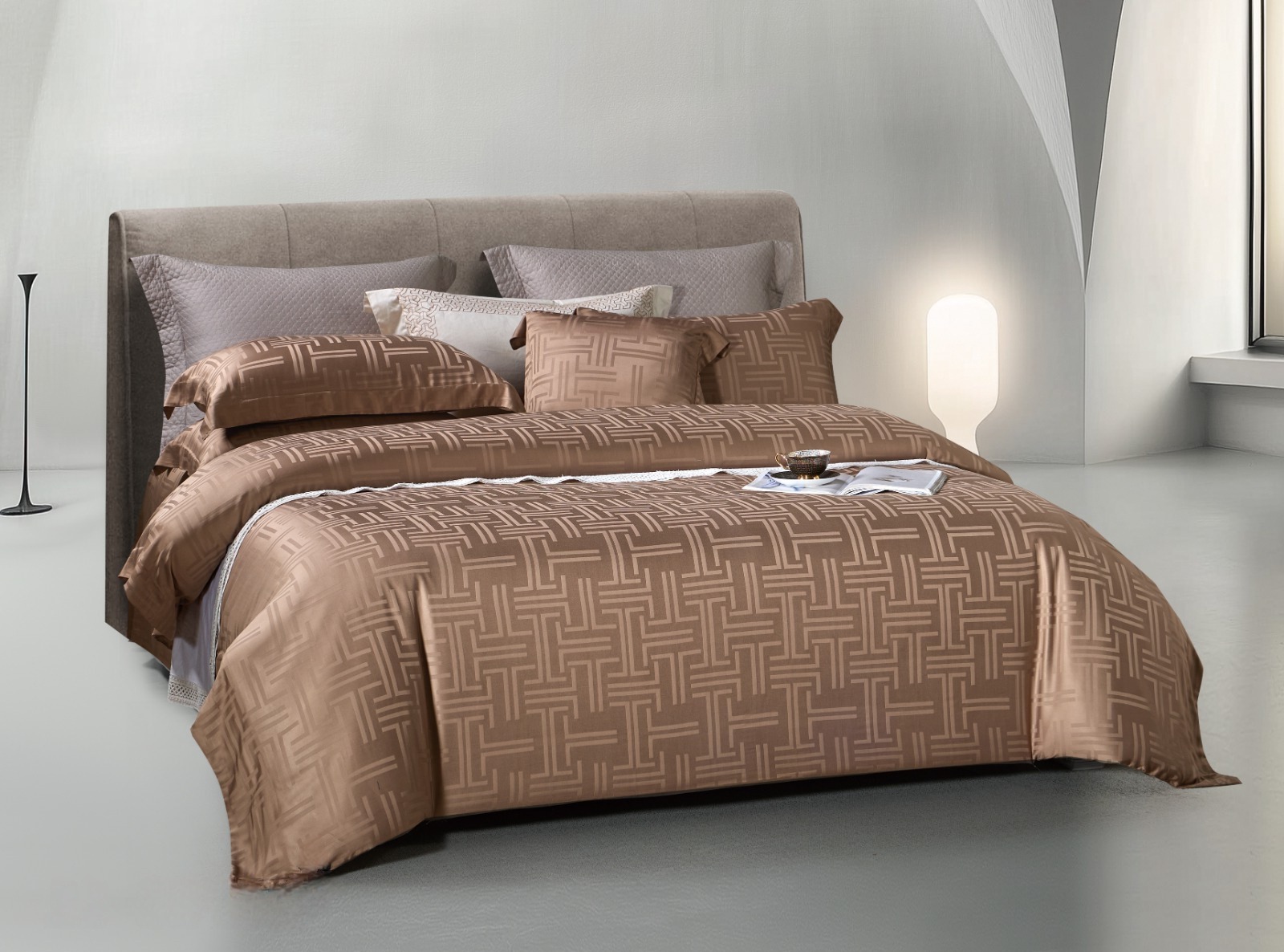 ENTRELAC Brown - Davinci Series Cellulose Fiber Tencel Jacquard