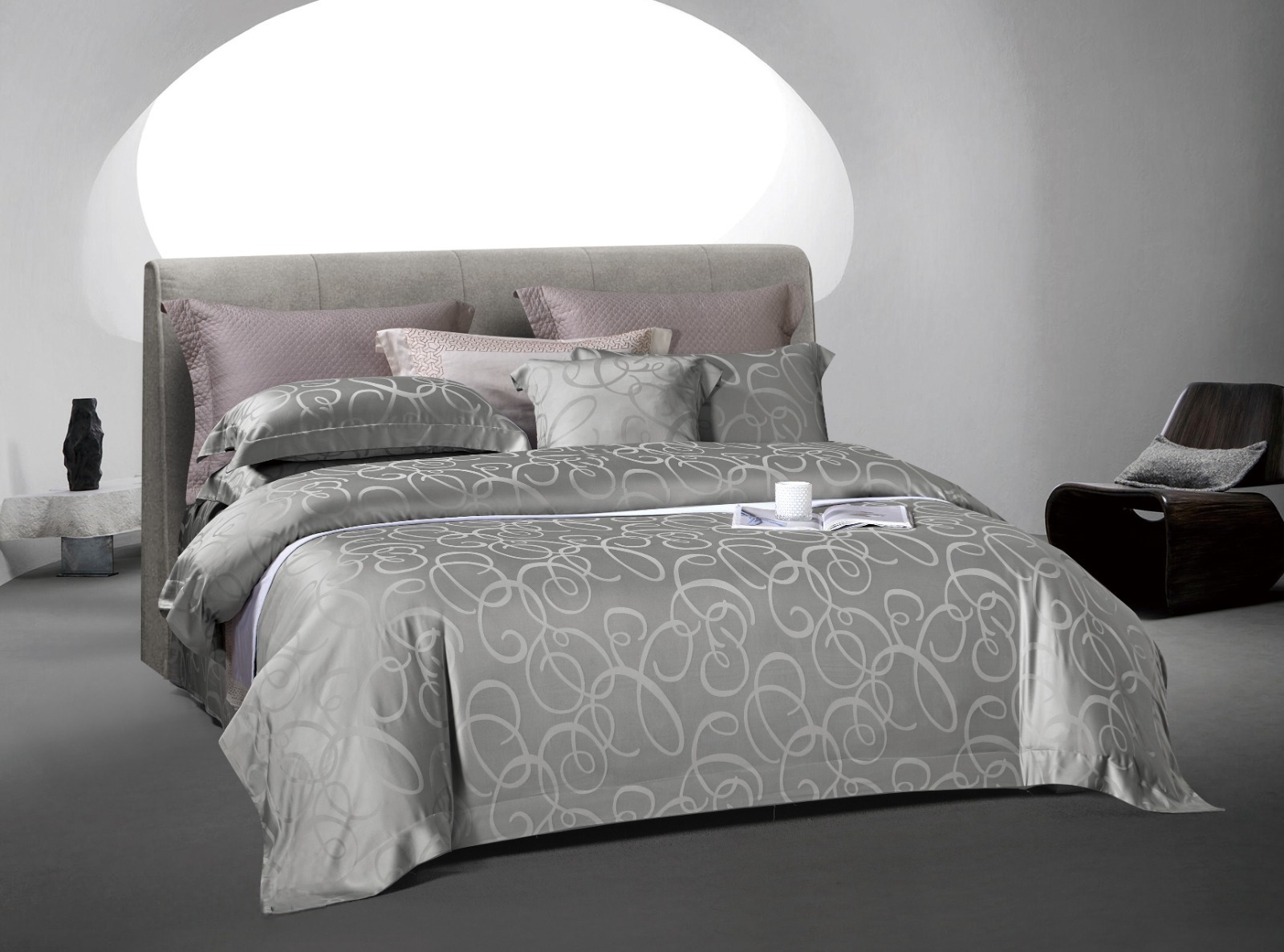 FILIGREE Grey - Davinci Series Cellulose Fiber Tencel Jacquard